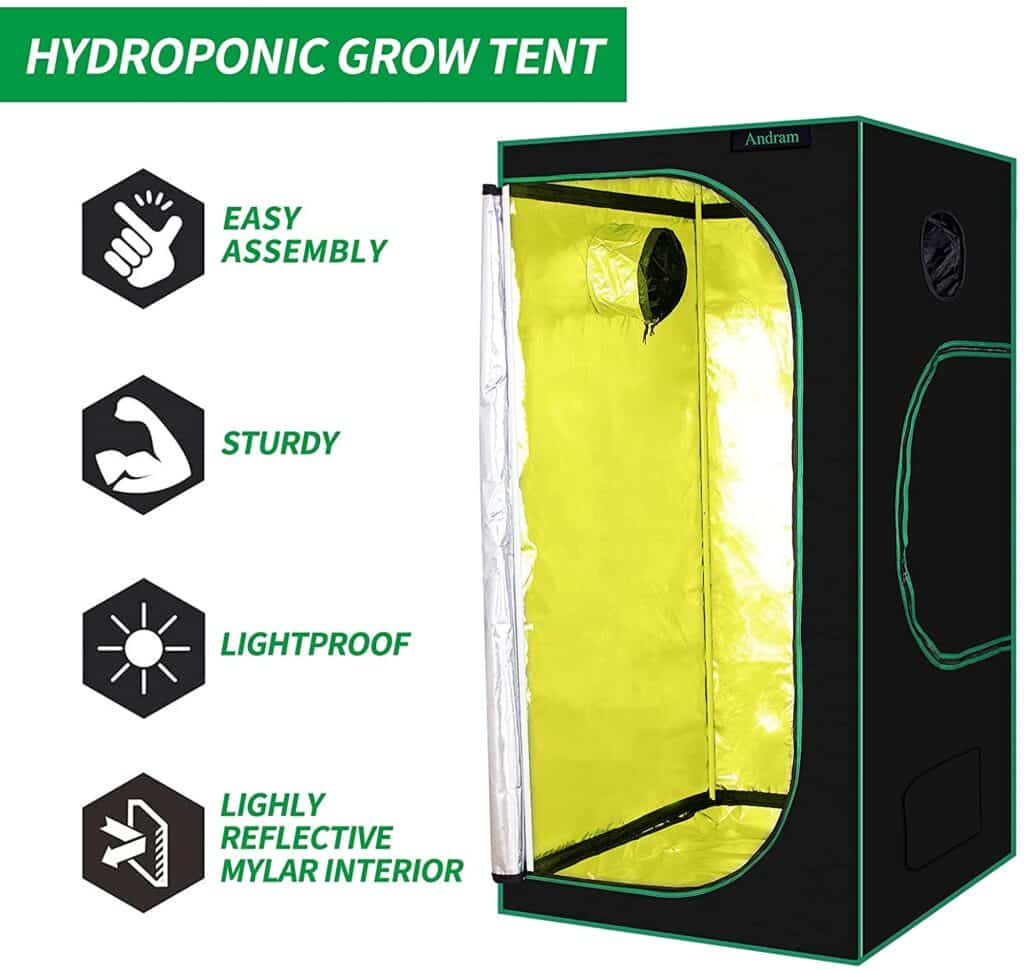 7. ANDRAM Mylar Hydroponic Grow Tent